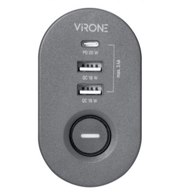 Przedłużacz biurkowy 3-krotny 2P+Z  2xUSB+1 typu C 1,5m ORNO (PS-5/G/1,5M)